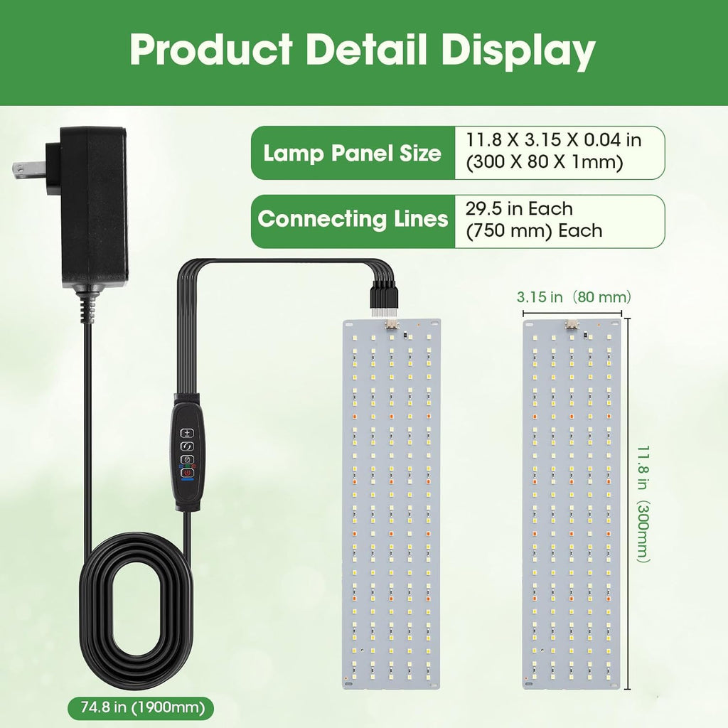 Grow Lights for Indoor Plants, Ultra-Thin Panel, 540LEDs Full Spectrum, 8/12/16H Timer, 10 Dimmable Levels Plant Lights for Indoor Growing