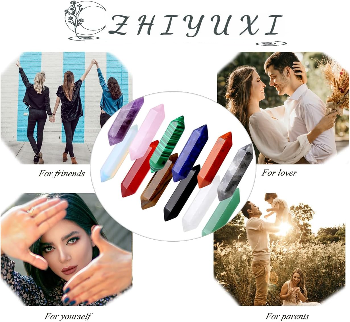 ZHIYUXI 20 Pcs Rose Quartz Crystals Crystal Points Gemstone Rose Quartz Crystal Tumbled Polished Energy Reiki Healing Stone Crystal Wand Wholesale Meditation Decor Gifts
