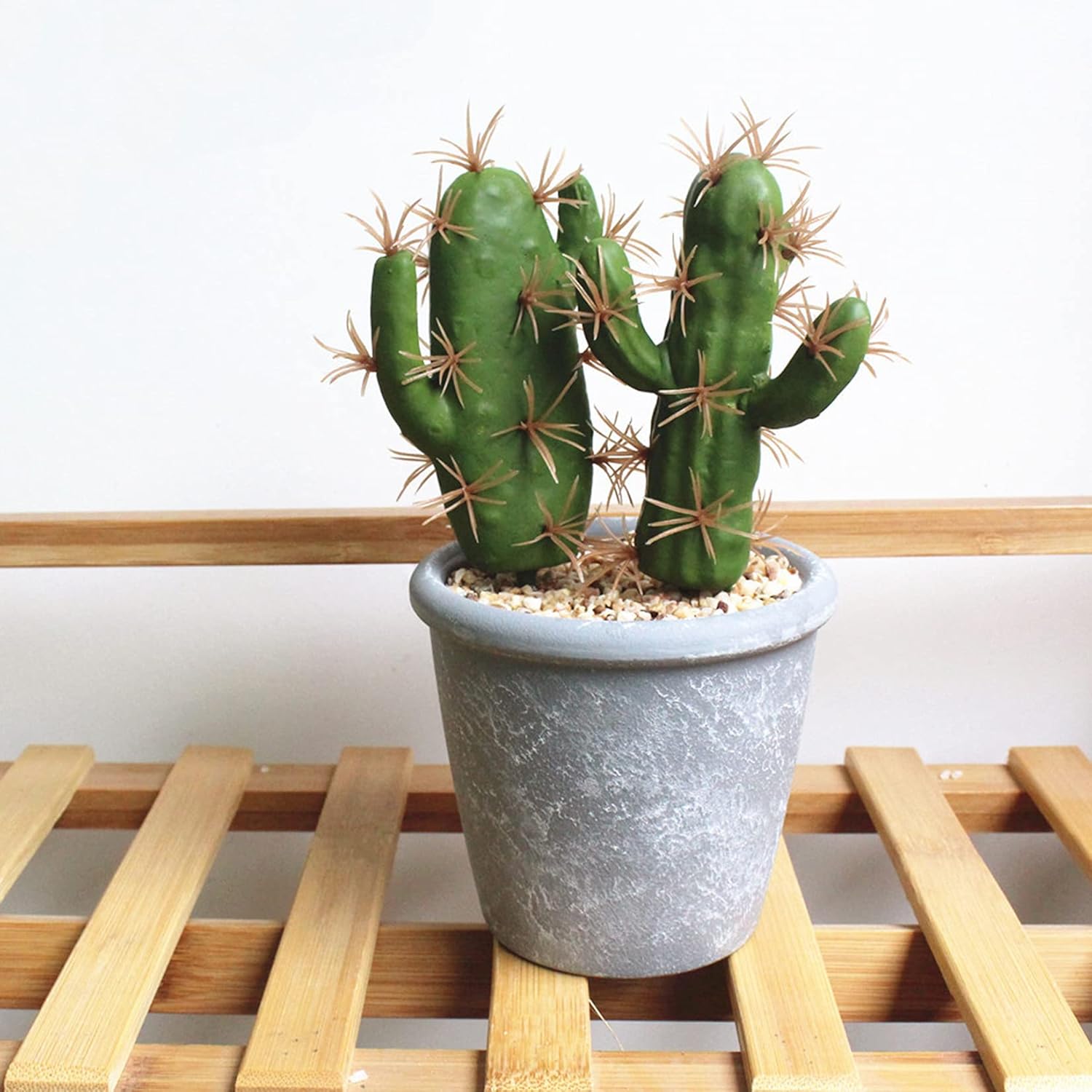 HinyoCo 6 Pcs Artificial Cactus Faux Cactus Plant Flower Arrangement Green Plant Material for Home Office Decoration