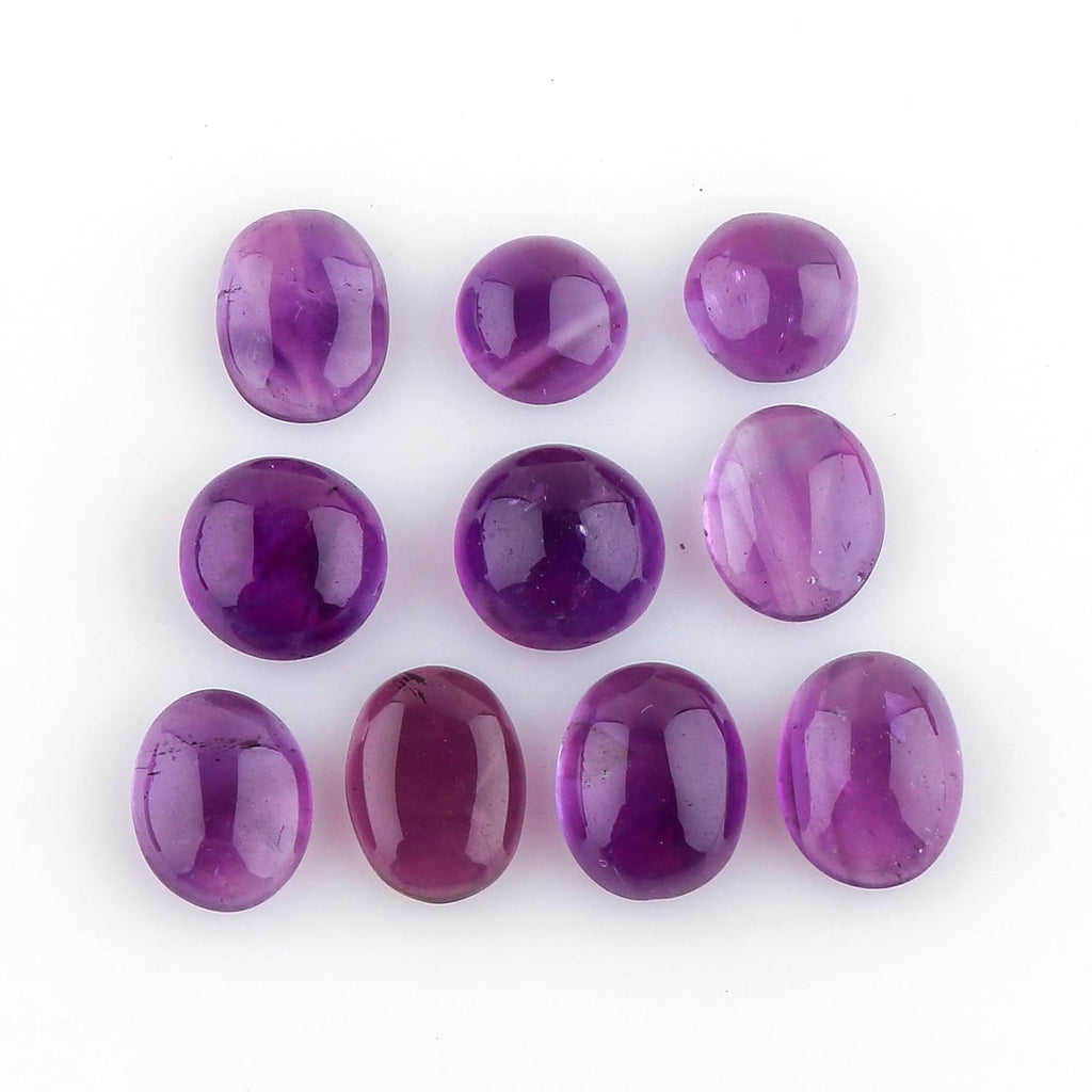 CRYSTALIS Wholesale 10pcs Natural Amethyst Loose Gemstone Bulk Cabochons Jewelry Making Supply, Chakra Healing Polished Stones, Wire Wrapping, DIY, Gem Collection, Mix-Shape, 8-15mm