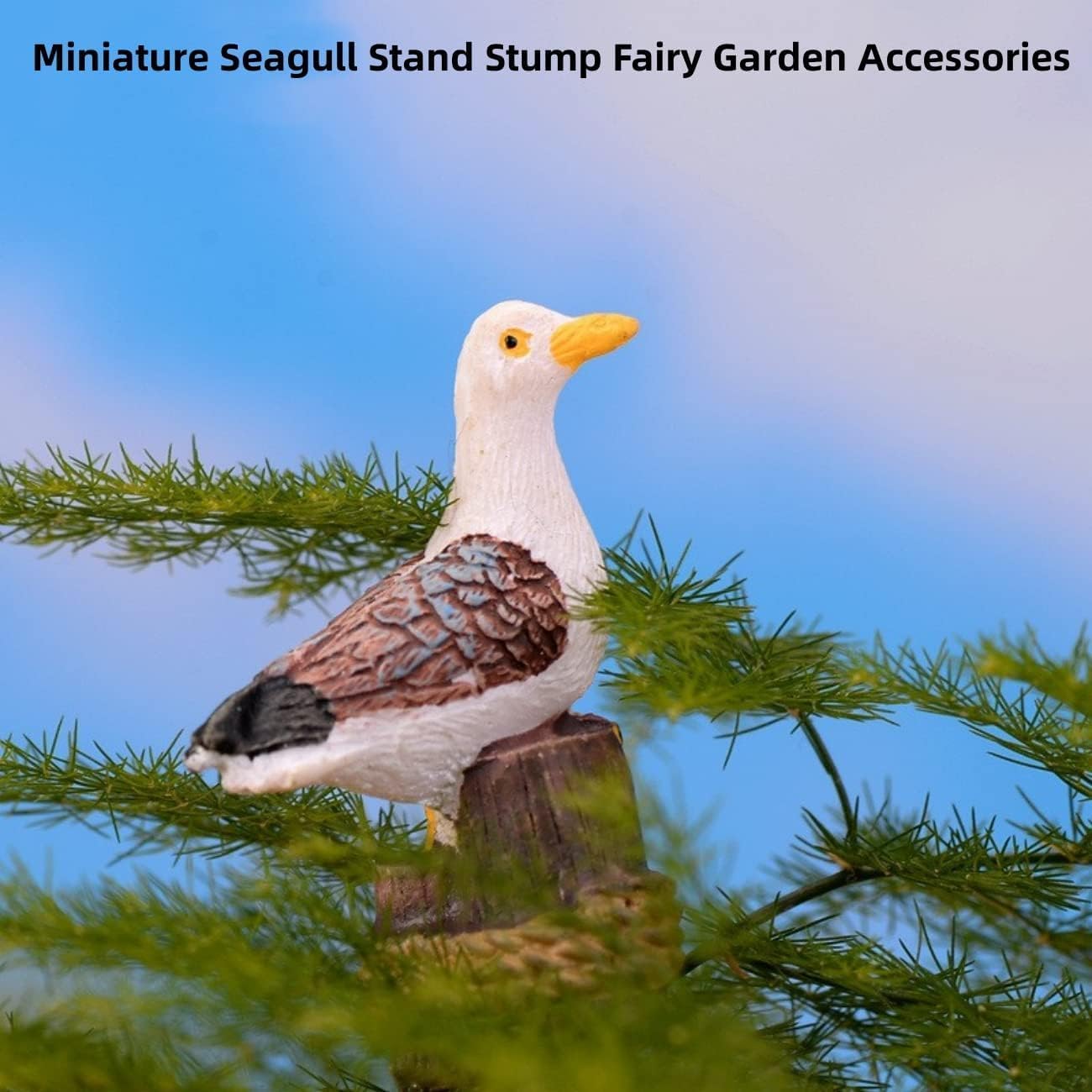 2pcs Dockside Seagull Figurines - Resin Sea Bird Statues for Fairy Garden, Pier Stake Landscape Decoration, Micro Landscape, Aquarium & Terrarium Decor, Cake Toppers, Desk & Plant House Decor
