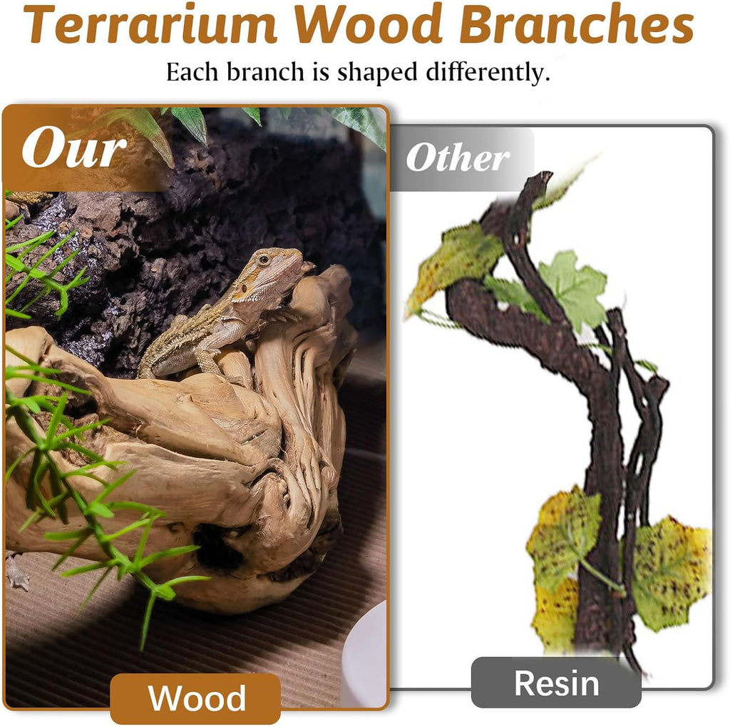 Reptile Branches for Climbing Natural Snake Climb Branch Extra Large Wood Forest Tree Trunk Decor Lizard Habitat Terrarium Decorations for Bearded Dragon Geckos Chameleon Frog