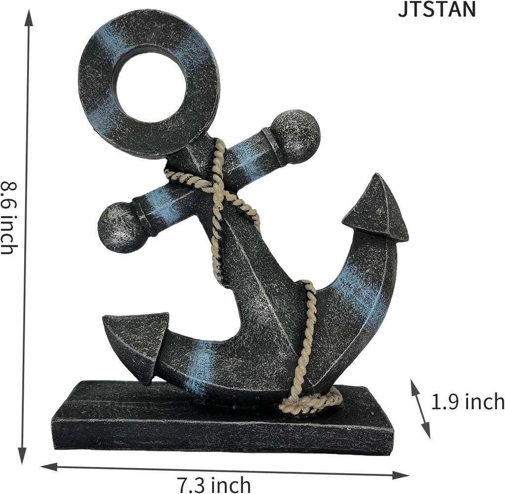 Nautical Boat Anchor Sculpture Decor - Creative Coastal Model Art Theme Ocean Retro Style Decorations Navy Home Office Desktop Bookshelf Crafts Sailboat Statue Resin Ornaments