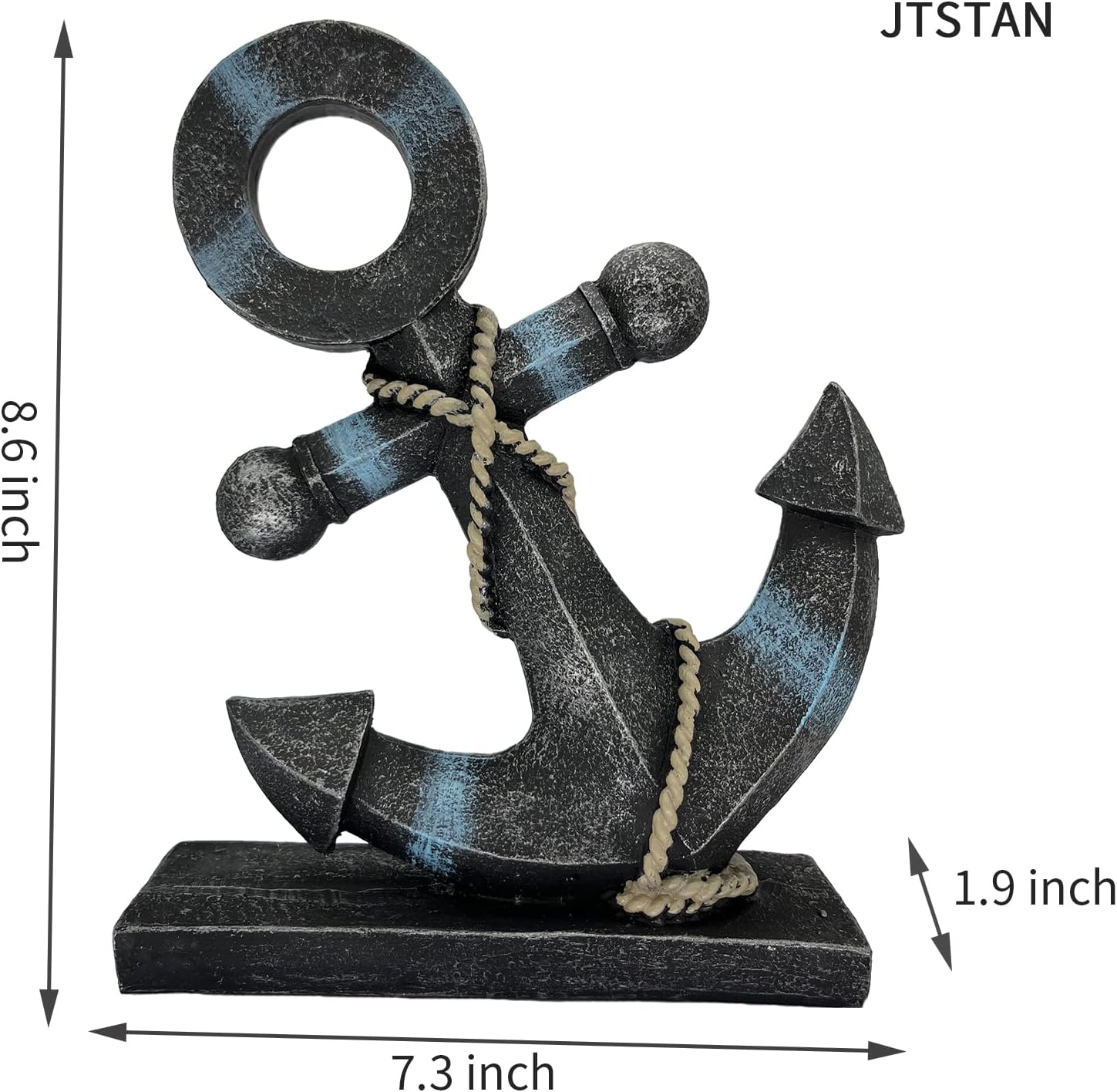 Nautical Boat Anchor Sculpture Decor - Creative Coastal Model Art Theme Ocean Retro Style Decorations Navy Home Office Desktop Bookshelf Crafts Sailboat Statue Resin Ornaments