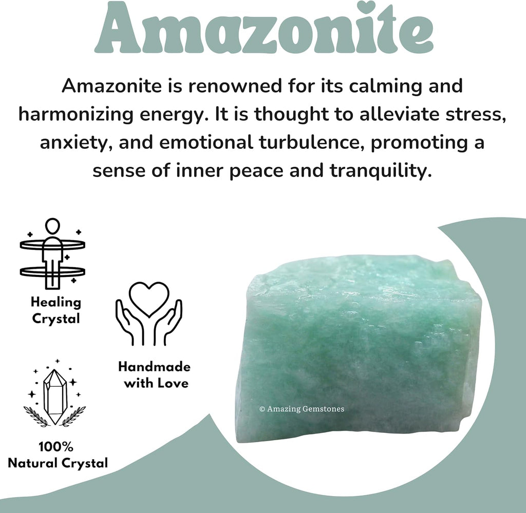 Amazing Gemstone Amazonite Raw Crystals and Healing Stones, Natural Rocks for Tumbling and DIY Raw Stones and Crystals (1 lb)