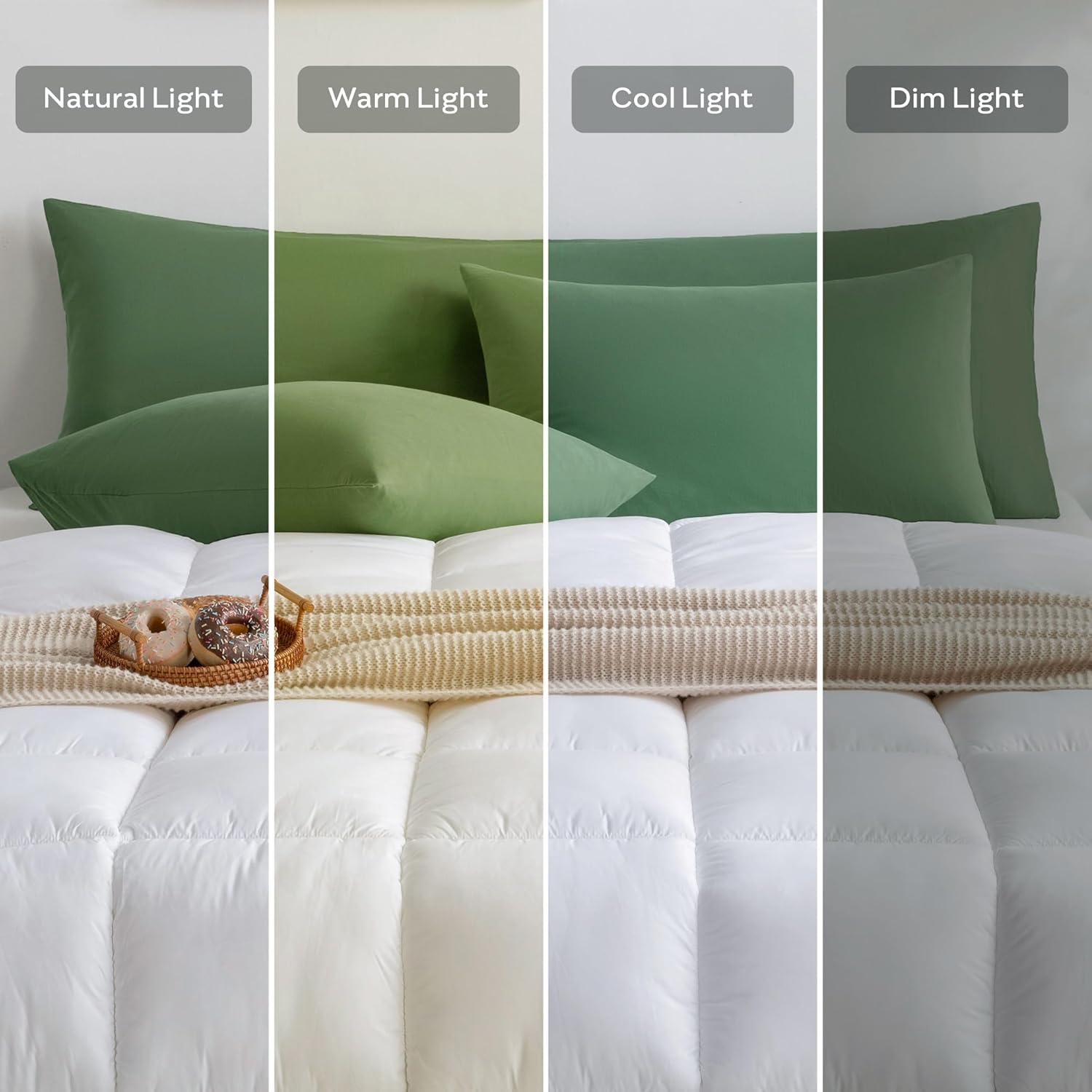 JELLYMONI 1pc Cotton Envelope Pillow Cover Green 20x54in Bed Pillow Case 100% Washed Cotton Soft Breathable