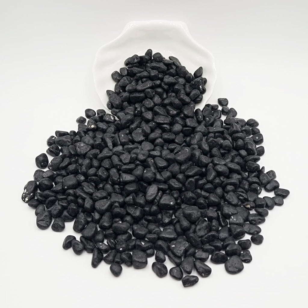 Black Pebbles for Crafts, 0.9 Pound Natural Polished Aquarium Gravel, Decorative Pebbles for Indoor Plants, Turtle Tank, Vase, Succulents Cactus, Garden Landscaping