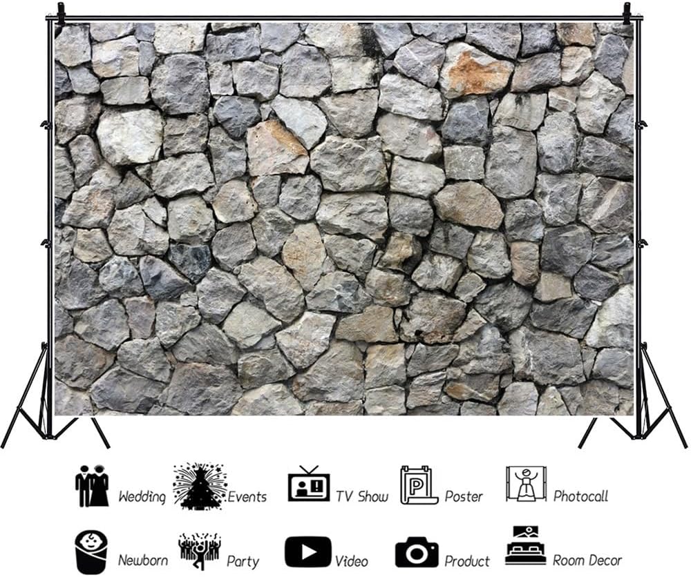 5x3ft Stone Wall Backdrop Natural Rock Wall Textured Photography Background Italy Stone House Town Ancient Palace Backdrops Vintage Garden Decoration Holiday Party Banner Rocky Fish Tank Background