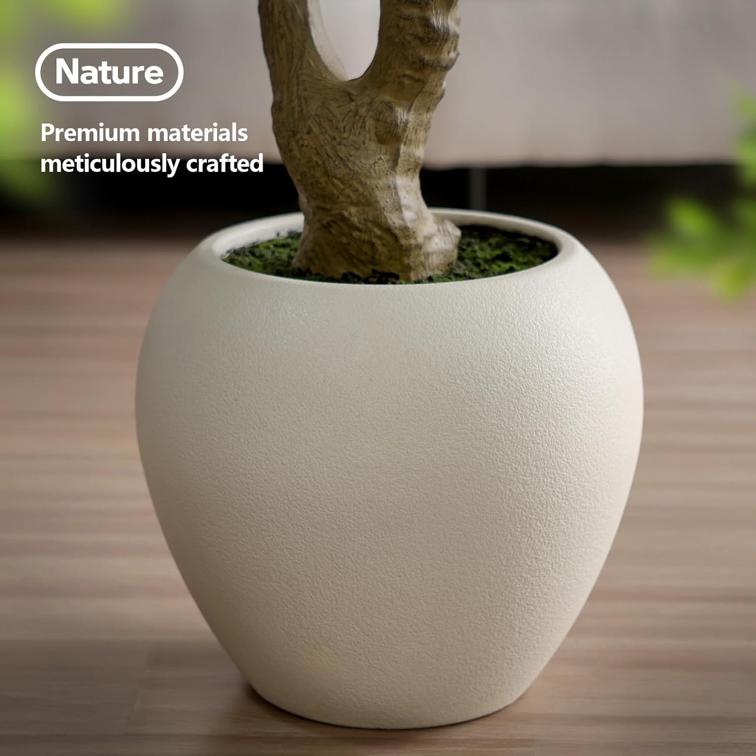 Olive Trees Artificial Indoor, 8FT Tall Faux Olive Tree with Round White Planter, UV Resistant Outdoor Large Fake Olive Plants for Modern Home Decor Living Room Office