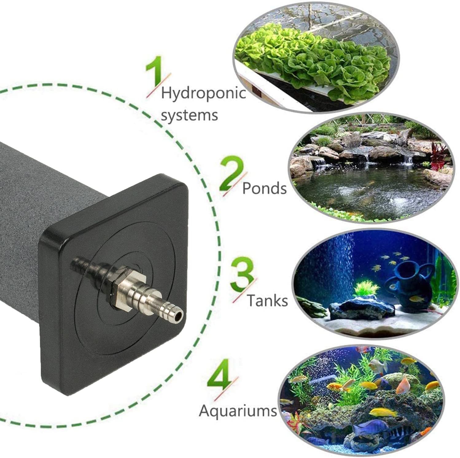 Air Stone Bubble Diffuser Ball - for Aquarium Air Pump and Fish Tanks, Gray, Pack of 10pcs