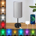 Unicozin 17Inch Table Lamp, 3 CCT 3000K/4500K/6500K & RGB Color Changing, Stepless Dimmable Bedside Lamp for Reading, Ambience Nightstand Light for Home Decor Party, Grey Shade