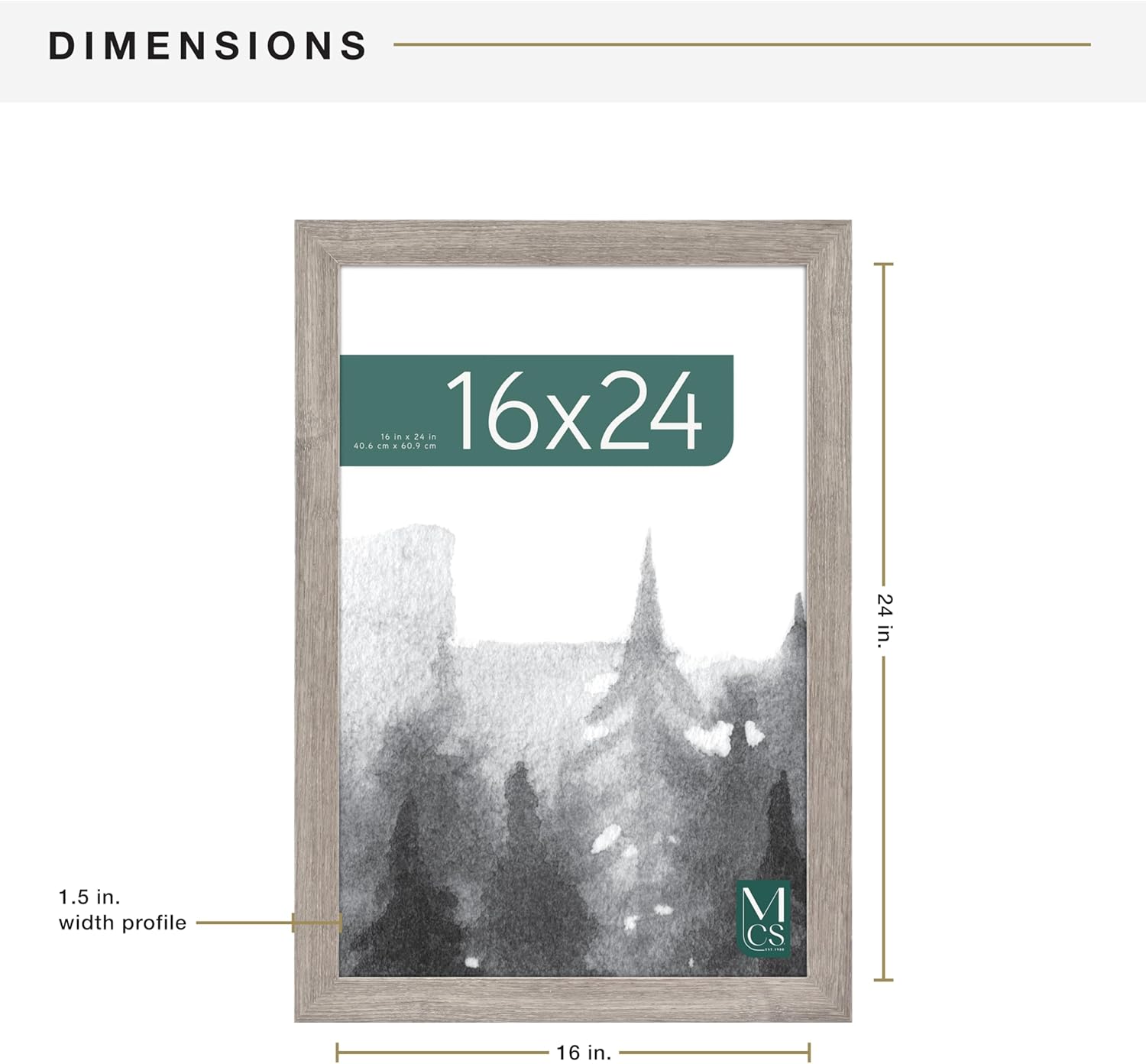 MCS Museum Poster Frame 16x24 Barnwood, Vertical & Horizontal Wall Hanging Large Picture Frame for Photos, Posters & Art Prints (1-Pack)