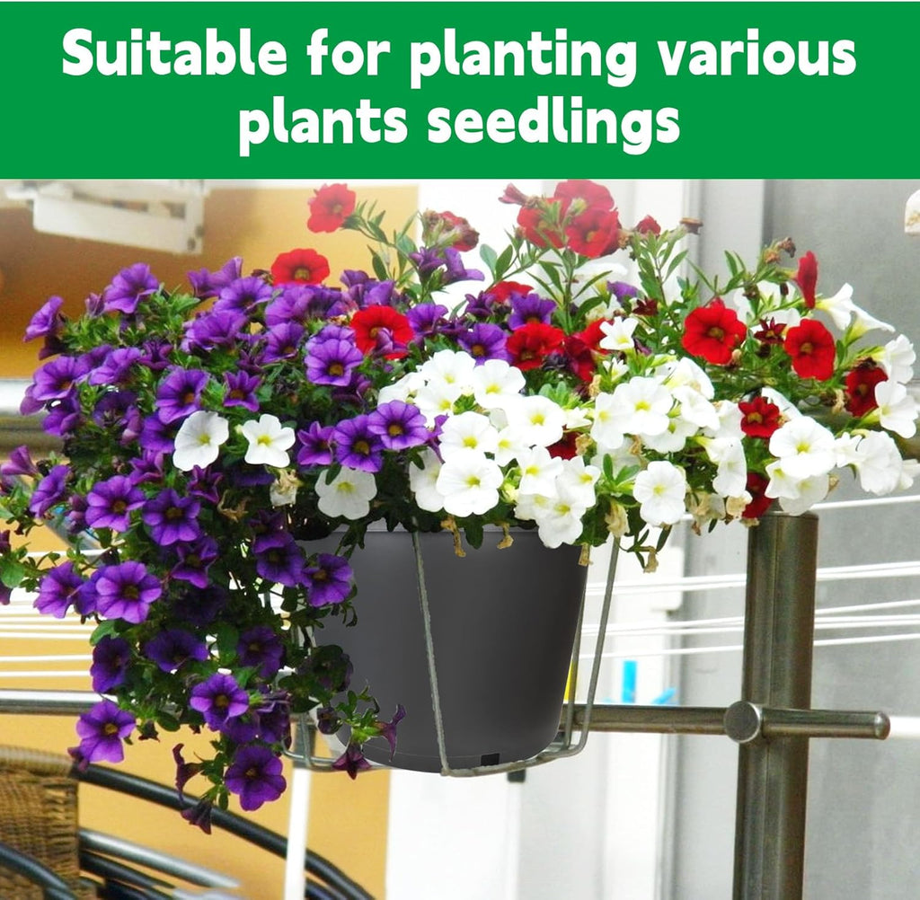 10 Pack 15 Gallon Black Plastic Garden Planter Pots Flower Seedling Container for Indoor Outdoor Plants Seedlings Flowers Vegetables Seedling Cuttings Succulents Transplanting