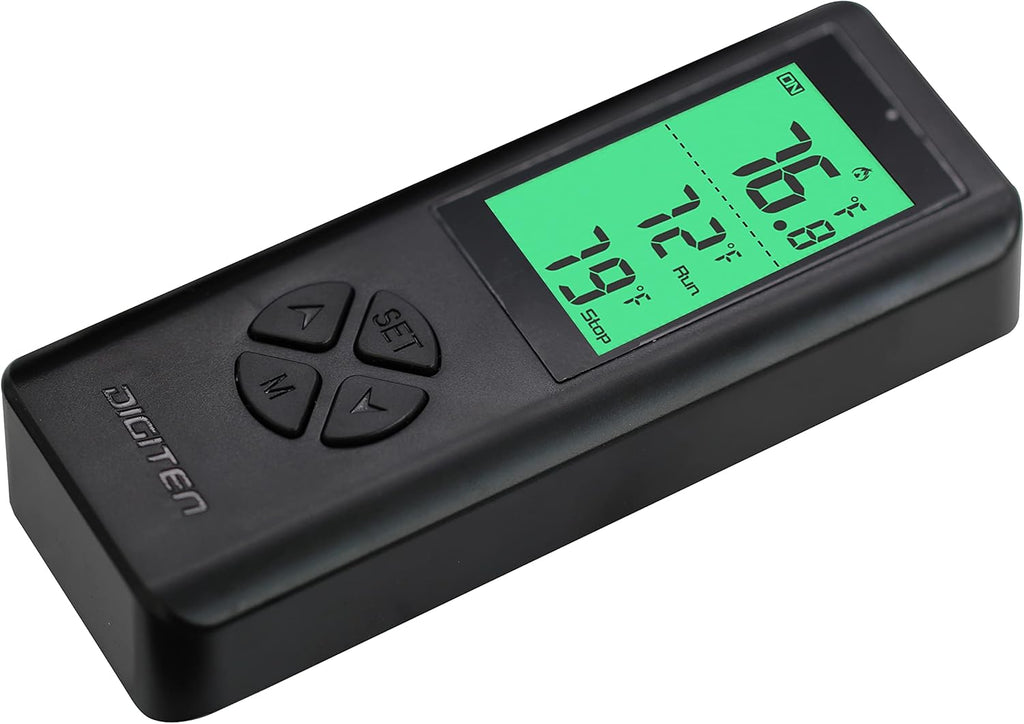 DIGITEN Wireless Thermostat Plug-in Temperature Controller Outlet Remote Control Built in Temp Sensor Thermometer Heating Cooling Mode for Fan Heater Greenhouse Home Brew Reptile, Black