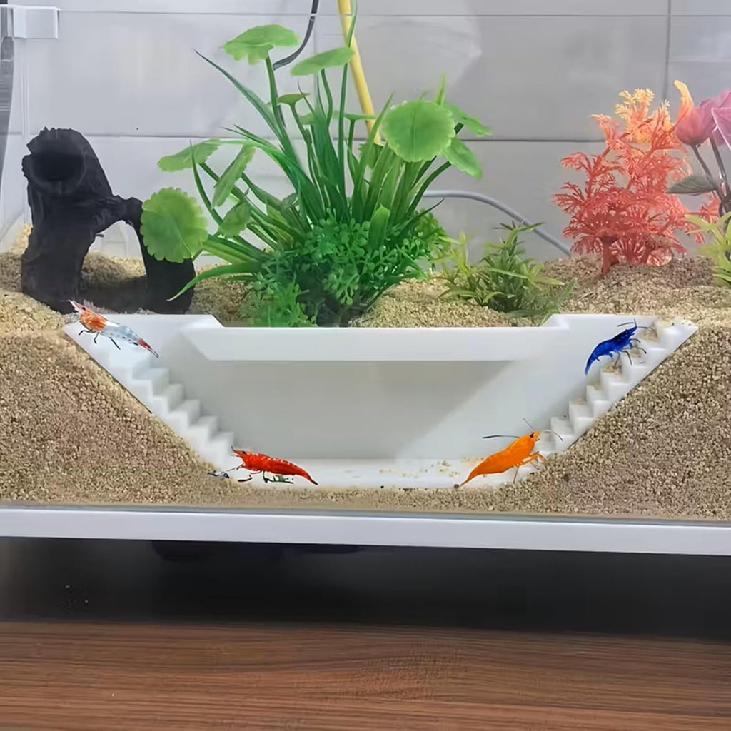 Aquarium Underground Tunnel Cave with Ladder Viewing Fish Shrimp Under Gravel Tunnel Fish Tank Decor Decoration Hideout (White)