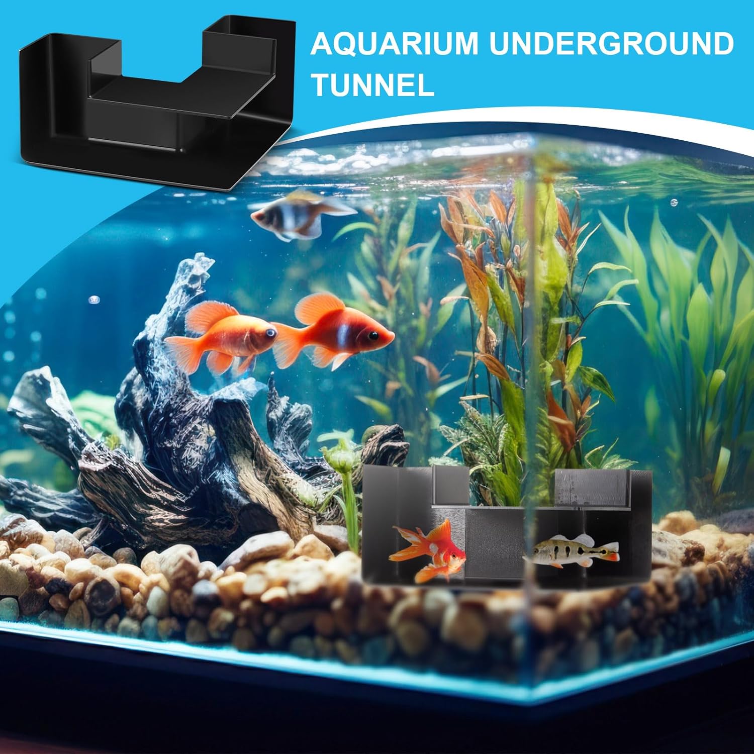 Nuanchu 2 Pcs 5.91" Aquarium Underground Tunnel Large ABS Plastic Fish Shrimp Hideout for Aquariums Black Shrimp Cave Fish Tank Tunnel for Fish Tank Accessories