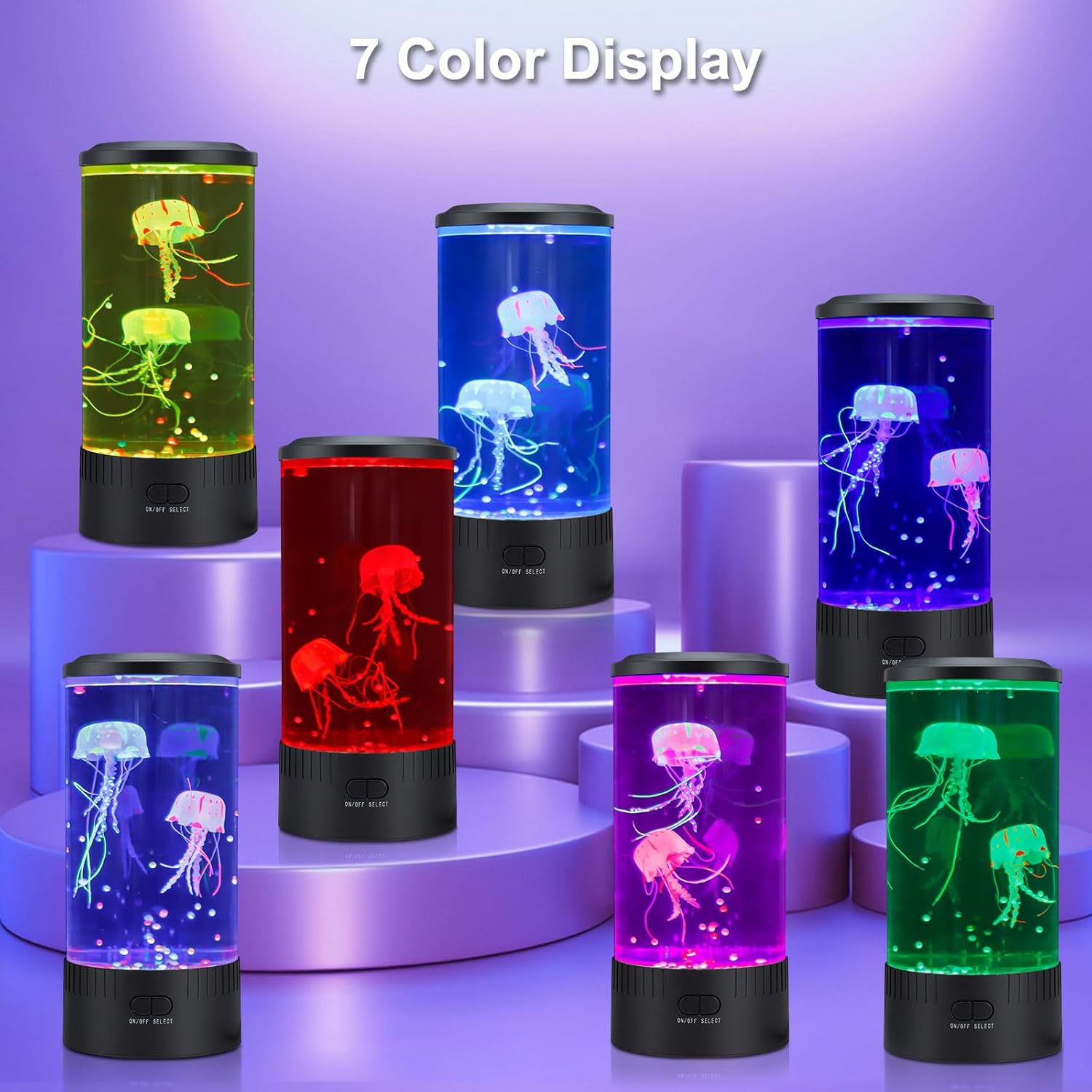 Jellyfish Lamp - 7 Colour, 5 Level Brightness Mood Night Lights for Home, Office, Aquarium, Tank, Birthday Gifts