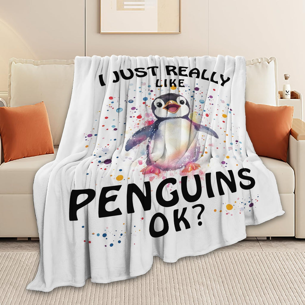 Penguin Blanket Cute Penguin Throw Blanket Gifts for Girls Boys Kids Women Men Adults Super Soft Cozy Plush Fluffy Fuzzy Fleece Blanket Home Decor 50''X60''