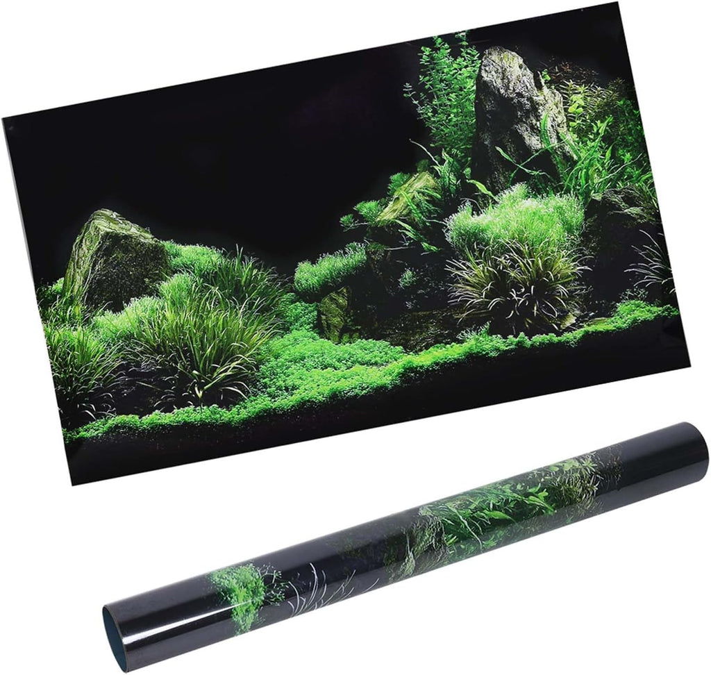 Aquarium Poster, Seafloor Water Grass Fish Background Decoration 3D PVC Self Adhesive Fish Wallpaper Sticker for Aquarium Fish Decoration(24.0 x 15.7in)