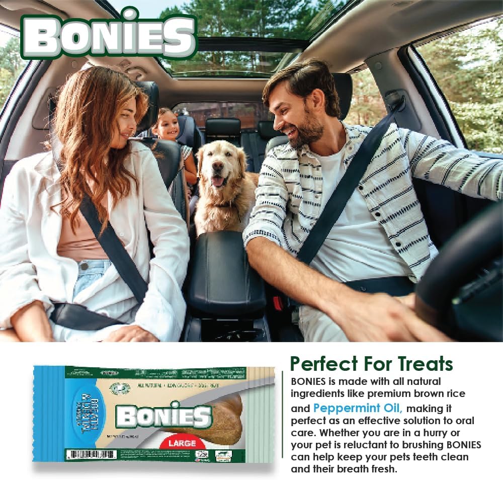 Bonies Natural Breath and Dental Formula Medium-Sized Single Bone - All-Natural Ingredients, Fresh Breath, Cleans Teeth, Low Calories, Chicken Flavor, Medium Dogs, 1 Bone