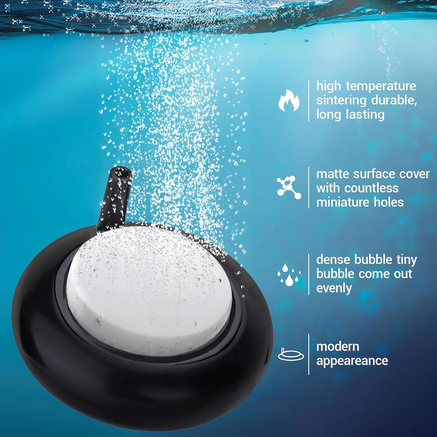hygger Mini Aquarium Air Stone,Small Bubble Stone Fish Tank Oxygen Stone Ultra Silent Deep Dissolving Oxygen Diffuser Kit for Aquarium Fish Tank and Hydroponic