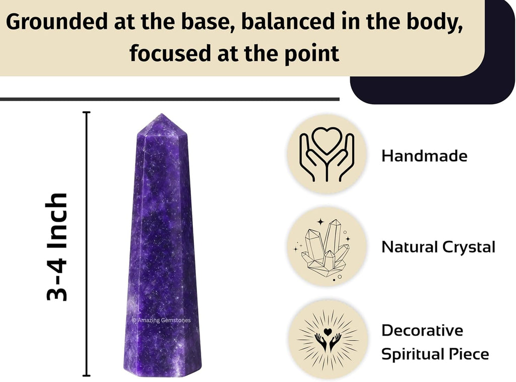 Amazing Gemstone Lepidolite Crystal Towers ~ Natural Healing Crystal Point Obelisk for Reiki Healing and Crystal Grid (3- Inch)
