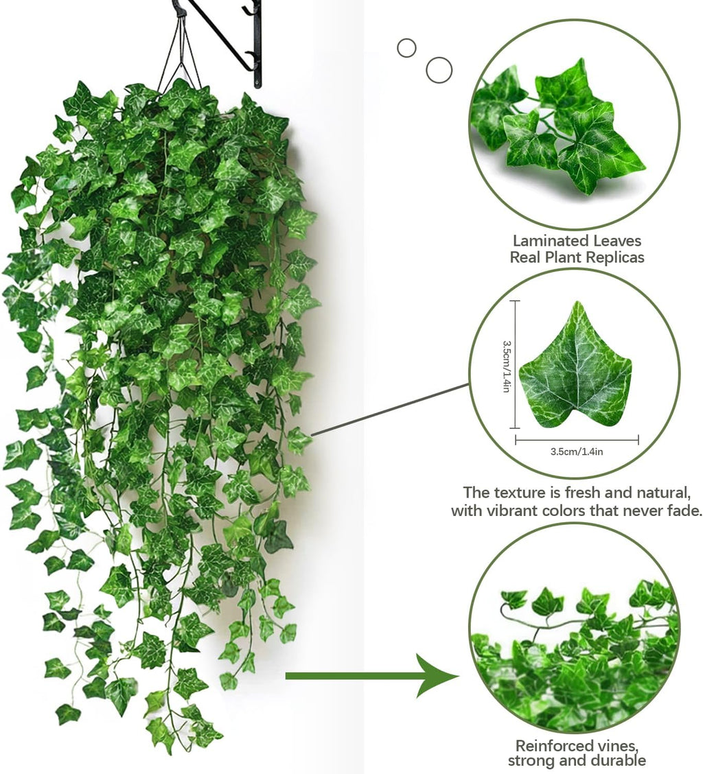 100 Pack 750Ft Artificial Ivy Garland, Hanging Greenery Vines with Fake Leaves for Home, Wall, Bedroom, Wedding, Garden, Party, Easter (750FT 100PCS Vines)