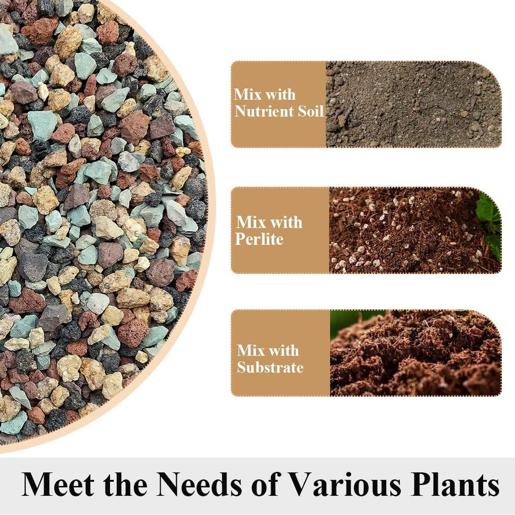 Succulent Cactus Soil Potting Mix Horticultural Lava Rocks Bonsai Soil for Indoor Plants Drainage Volcanic Rock for Terrarium Gardening Top Dressing 5lb