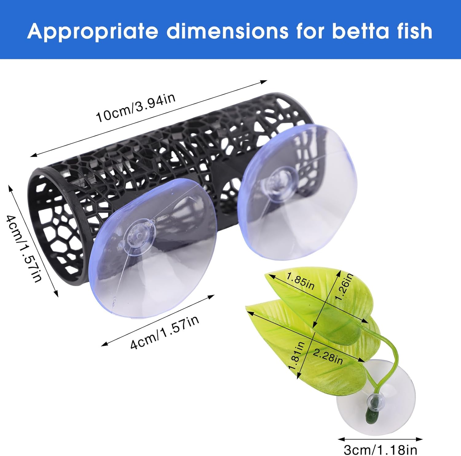 3 Pcs Betta Fish Hammock, Betta Fish Tunnel with Suction Cups and Plastic Plants Leaf for Aquarium Tank