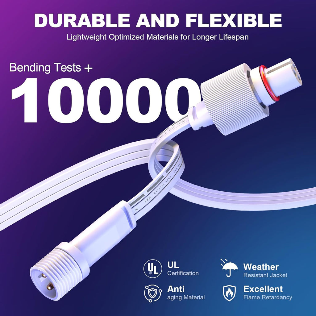 6.2Ft 2Pack Extension Cable for Go-vee Permanent Outdoor Lights Pro, Y-Shaped Cable Waterproof Extension Cord Compatible with Go-vee H706A H706B H706C