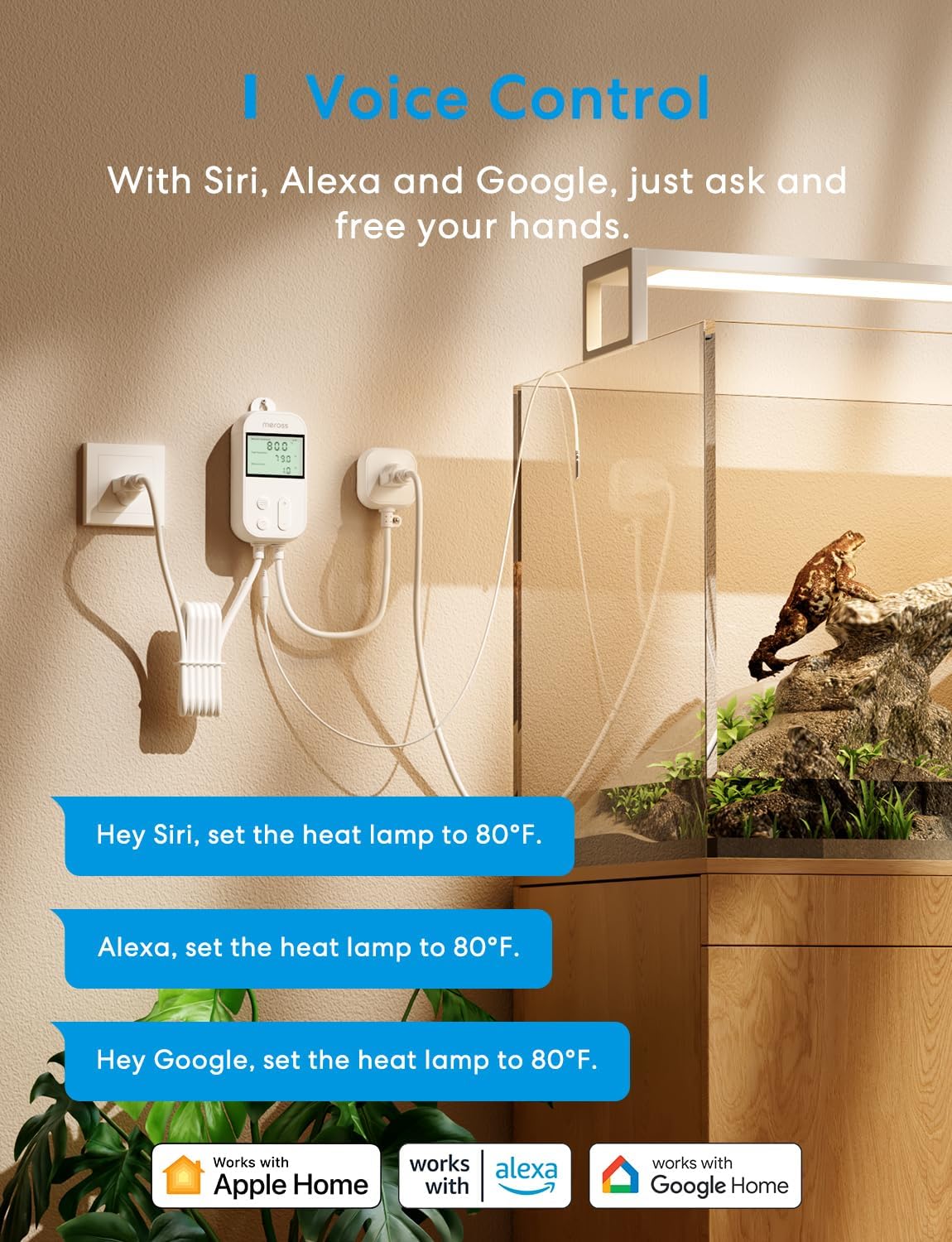 meross Smart Temperature Controller 15A 1800W, Smart Wi-Fi Thermostat Controlled Outlet Plug Works with Apple Home, Alexa, Google Home for Heating Cooling Homebrew Fermentation Reptiles Greenhouse