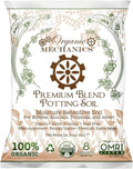 Organic Mechanics Premium Blend Potting Soil, 8 qt - Moisture-Retentive, Peat-Free, Compost - Enriched Mix with Worm Castings & Perlite for Houseplants, Annuals, Veggies & Tropical Plants