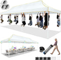 HOTEEL 10x30 Pop up Canopy Tent for Parties, Heavy Duty Easy Setup Tent Without Sidewalls, Outdoor Commercial Instant Gazebo for Wedding Event, with Portable Bag, White(Hexagonal Frame)