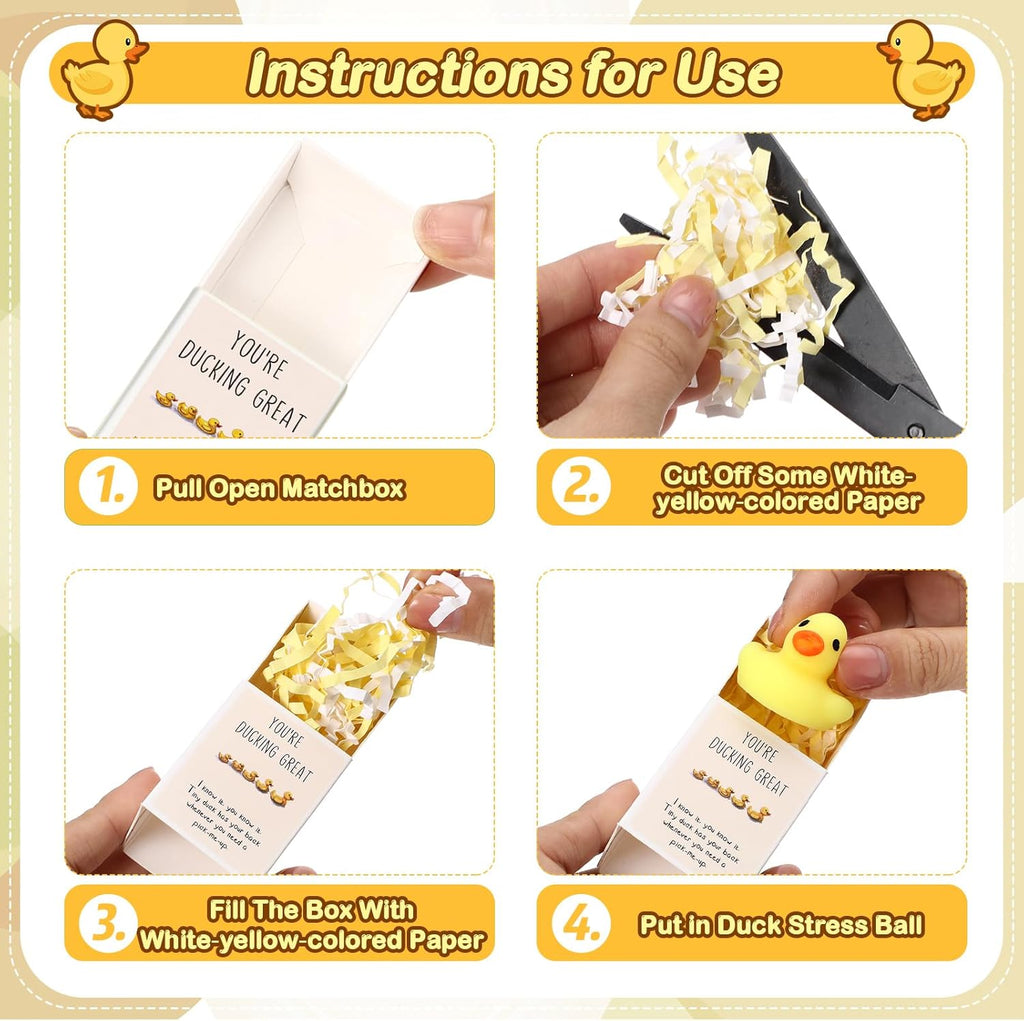 Wettarn 24 Sets Appreciation Gifts Duck Stress Balls with Support Gift Boxes Positive Party Favors for Employee Coworker Friend Office Stress Relief Toys Desk Decor