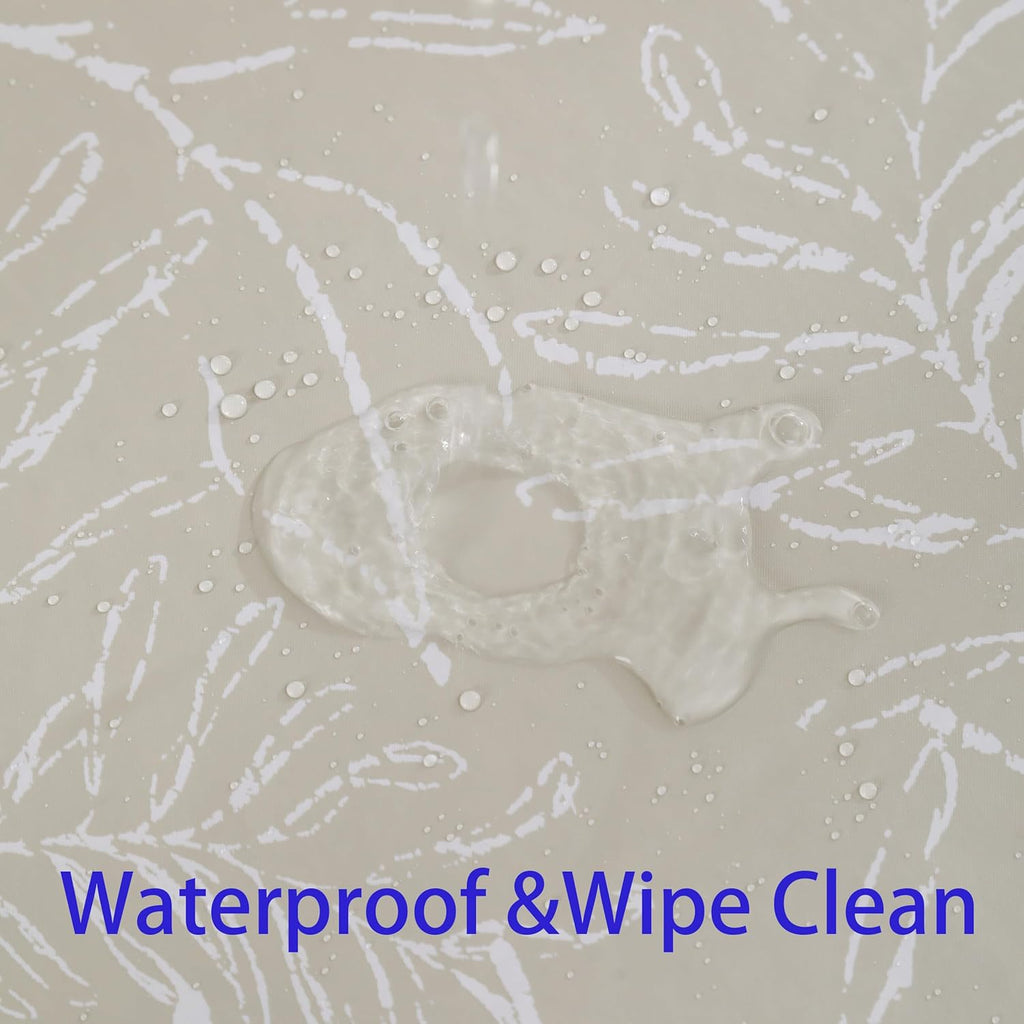 Heavy Duty Vinyl Tablecloth with Flannel Backing Waterproof Oil-Proof Plastic Table Cloth Stain-Resistant Wipeable Rectangle or Square Table Cover for Indoor and Outdoor (Beige Leaf,54x54 Inch)