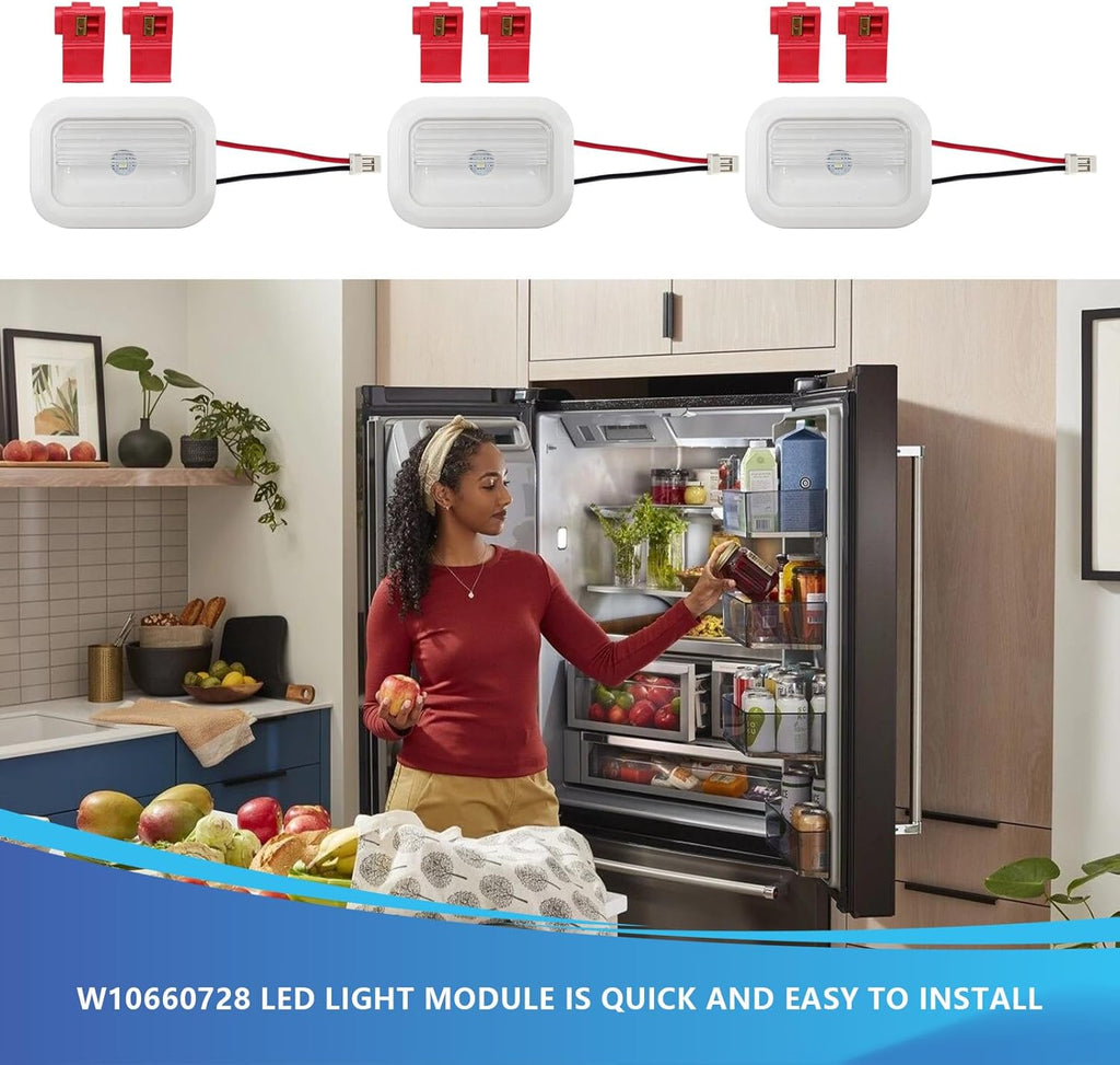 2024 Upgrade W10695459 W10843353 W11683243 Fits for Whirlpool Kenmore Maytag Refrigerator Led Light Module Components*3, Replaces W11205083 W10279030 W10660728 (3PCS)
