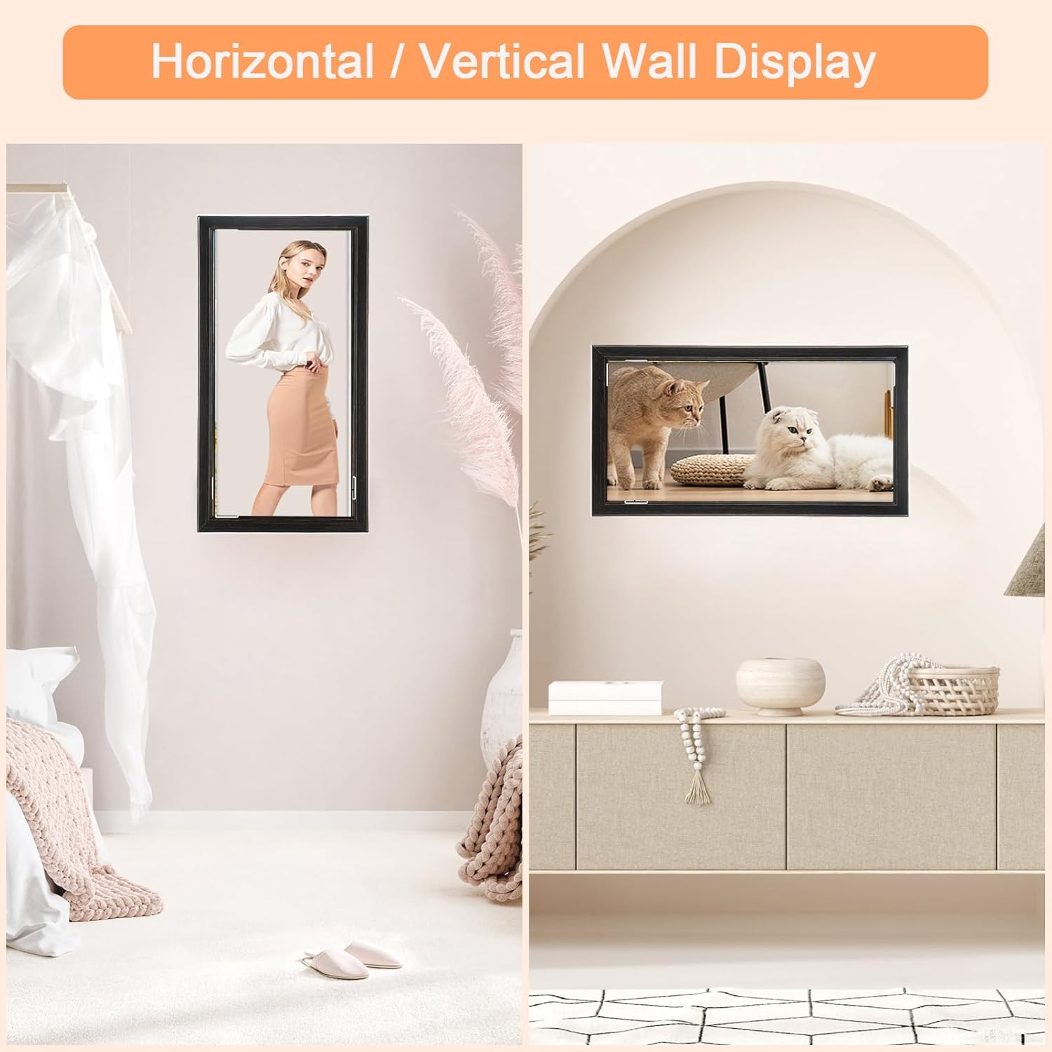 11x22 Wood Frame Black, Rustic Natural Wooden 22x11in Poster Picture Frame, Distressed 11 x 22inch Woodgrain Gallery Photo Frame with HD Plexiglass, Horizontal Vertical Wall Mounting Display 1pcs