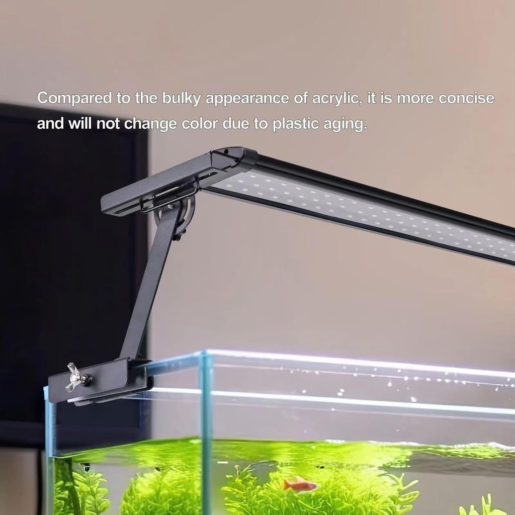 Aquarium Light Riser (2pcs) - for Straight-Edge Lidless Tanks, Max 1.18" Glass+Trim, Fits ≤4.9" Wide Lights, 0-6.5" Height Adjustable