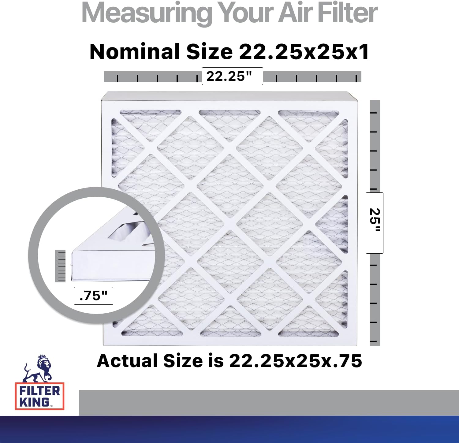 Filter King 22.25x25x1 Air Filter | 4-PACK | Carbon MERV 8 HVAC Pleated A/C Furnace Filters | MADE IN USA | Actual Size: 22.25 x 25 x .75"