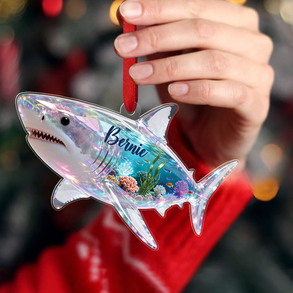 Personalized Shark 2D Flat Shape Ornament, Sharks Sea Animal Ornament, Sharks Hanging Xmas Tree, Gifts for Men Women Kids Friends, Customized Shark Christmas Ornaments 2025, Beach Themed Keepsake