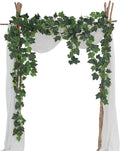 2Pcs 157inch Fireproof Fake Grape Vines Artificial Leaves Garland Bendable Ivy Greenery Branches Realistic Plants for Mantle Trellis Green Wall Hanging Outdoor Garden Bedroom Mantel Decorating