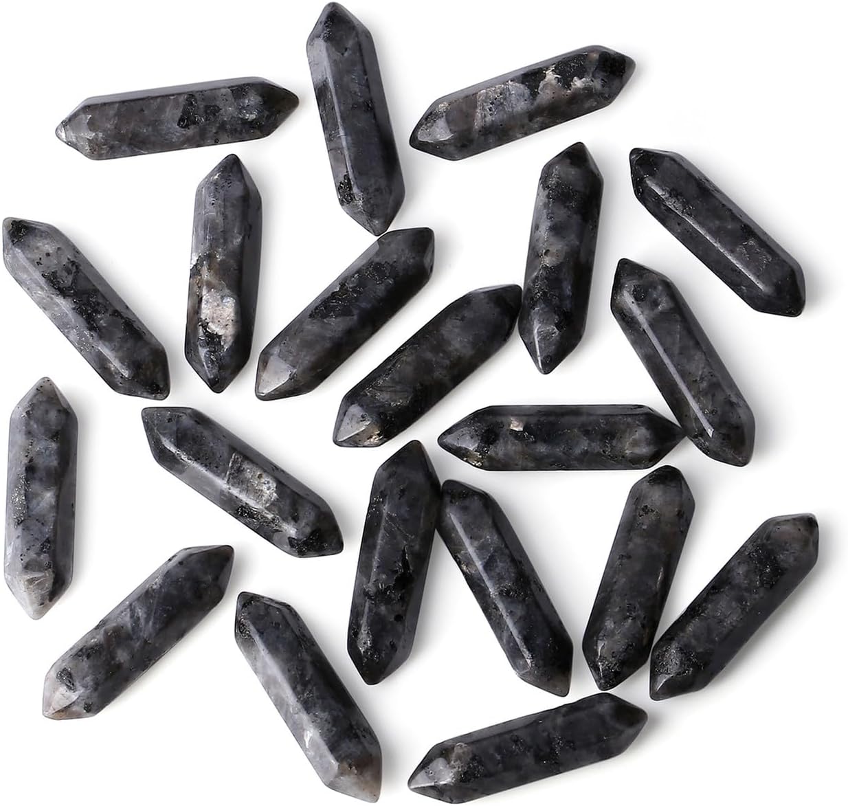 ZHIYUXI 20 Pcs Black Labradorite Crystal Healing Crystals Labradorite Stones and Crystals Gemstone Tumbled Polished Energy Reiki Healing Stones Crystal Wands DIY Decor Gifts