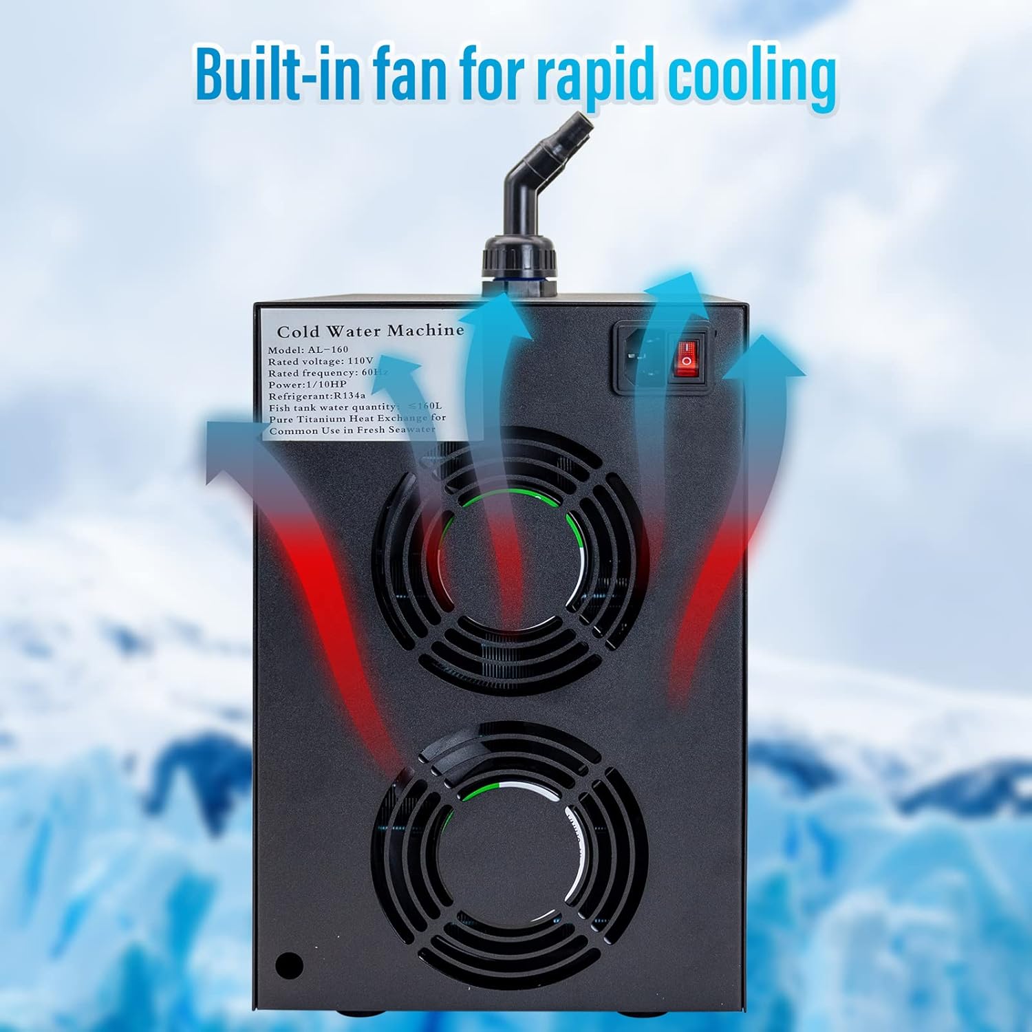 Aquarium Chiller 42gal, 1/10 HP Water Chiller 160L Fish Tank Hydroponics Cooling System with Quiet Design Refrigeration Compressor for Water Weeds Axolotl Jellyfish Coral Shrimp