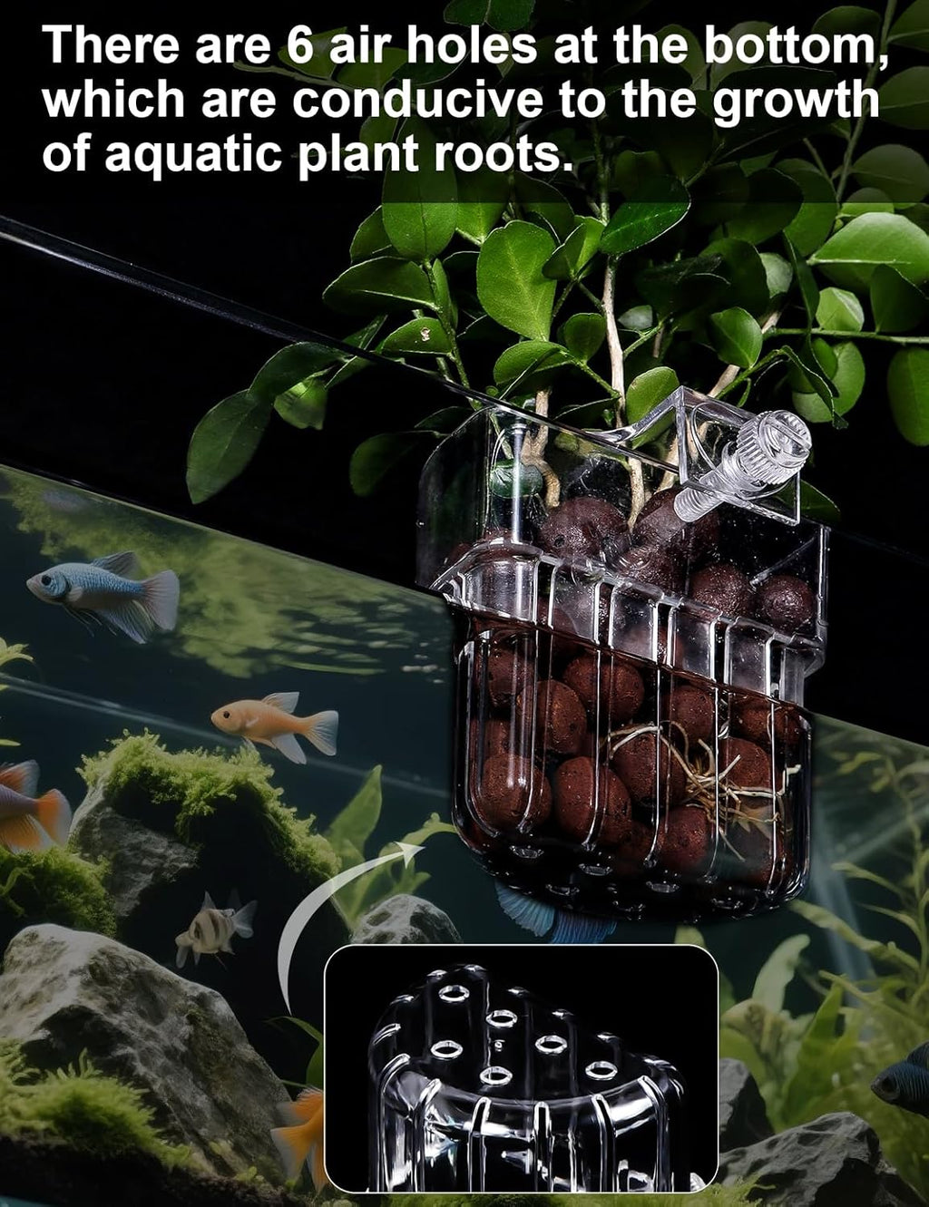 2 Pack Clear Aquarium Plant Holder Top Hanging Fish Tank Plant Holders Fits up to 0.8in Tank Edges, Aquarium Décor