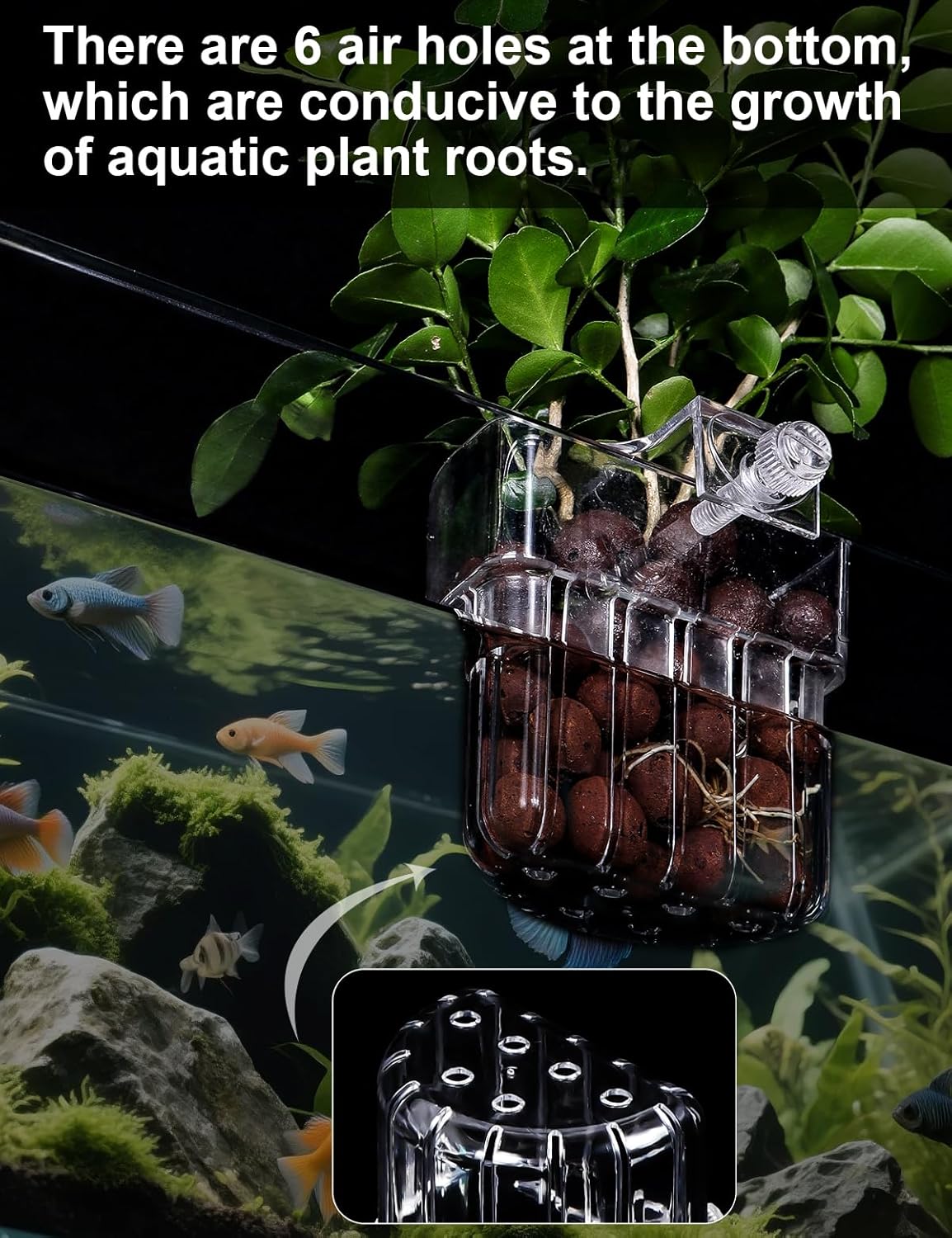 2 Pack Clear Aquarium Plant Holder Top Hanging Fish Tank Plant Holders Fits up to 0.8in Tank Edges, Aquarium Décor