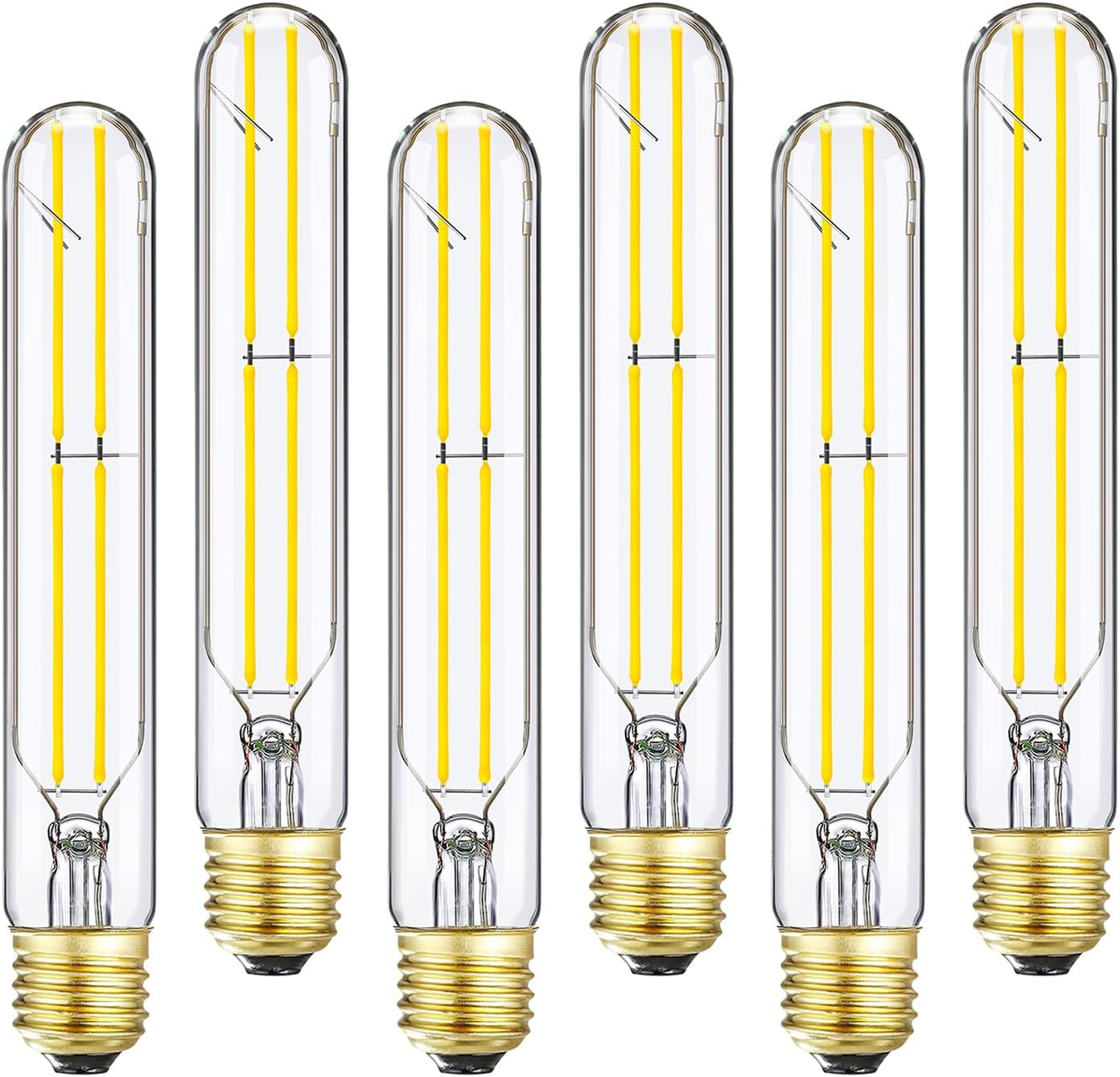 T10 LED Bulb E26 60 Watt Dimmable 7.3 INCH Tubular Long Light Bulbs, 5000K Cool White Tube Light Bulb for Candelabra, Wall Scones, Chandelier and Ceiling Fan, 120V 600Lumens 6 Pack
