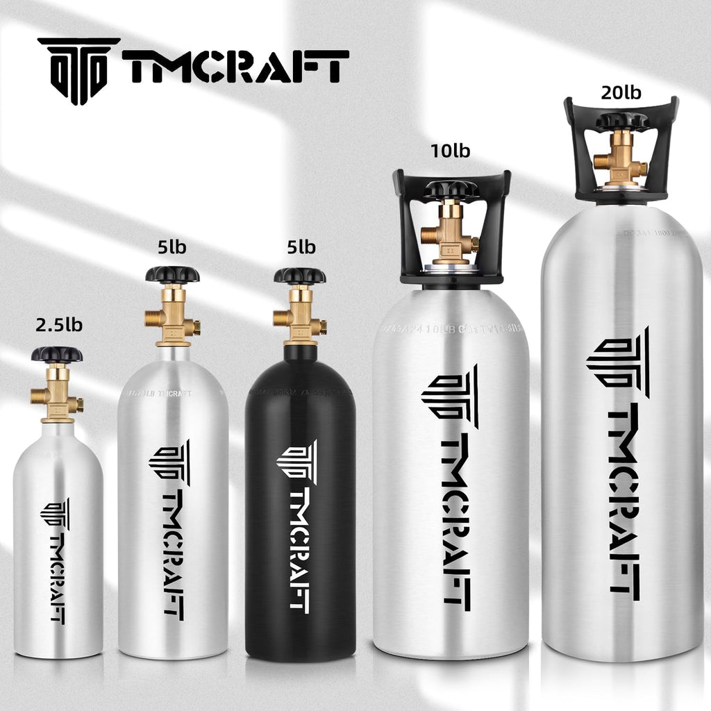 TMCRAFT 2.5lb CO2 Tank, High Strength Aluminum Alloy Cylinder with CGA-320 Valve, DOT Approved Cylinder for Kegerator kit and Draft Beer Dispensing