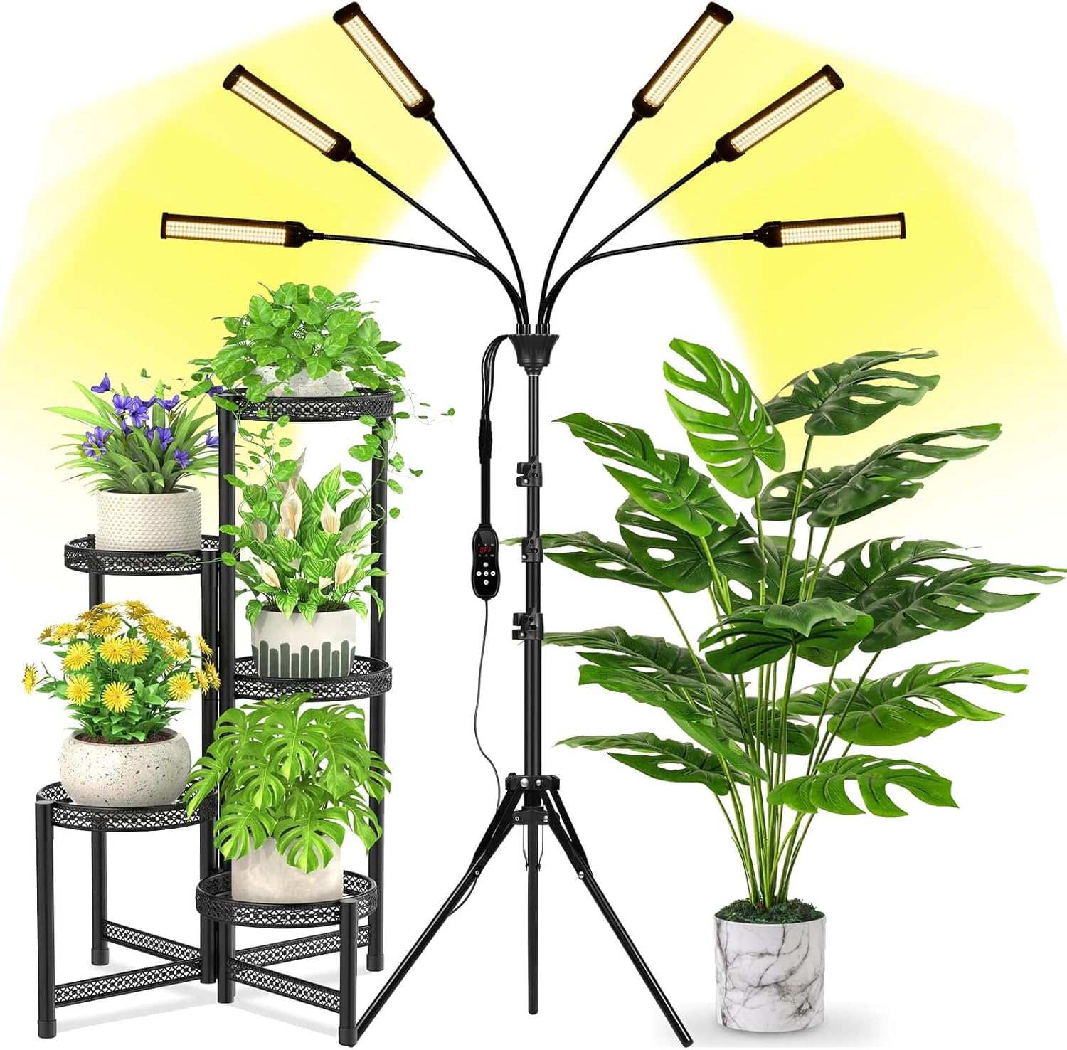 LED Grow Light Coverage and Upgraded Larger Board, Full Spectrum Grow Lamps for Indoor Hydroponic Growing Light with High PPFD (6 Branches)