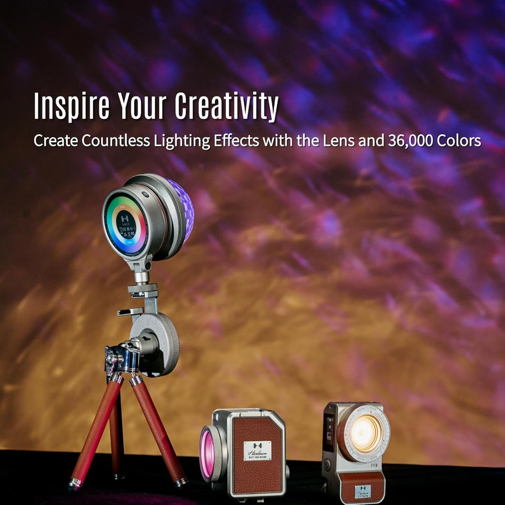 Harlowe Sol 5 Spectra On Camera Light Kit Portable Cold Shoe Mount RGBCW Camera Light 1700K-10000K CRI/TLCI 96+ 36000 Colors RGB Video Light with Touchpad and Magnetic Mount System