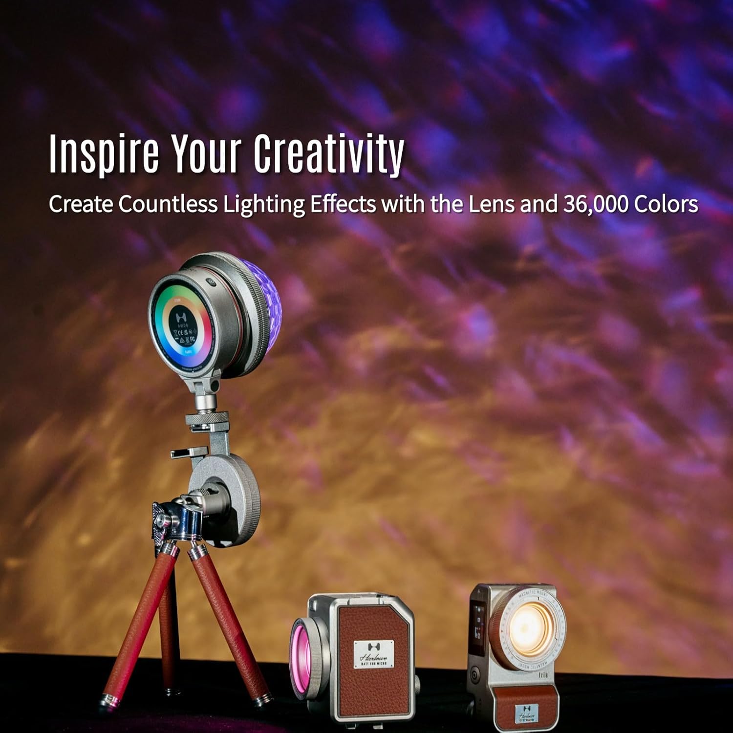 Harlowe Sol 5 Spectra On Camera Light Kit Portable Cold Shoe Mount RGBCW Camera Light 1700K-10000K CRI/TLCI 96+ 36000 Colors RGB Video Light with Touchpad and Magnetic Mount System